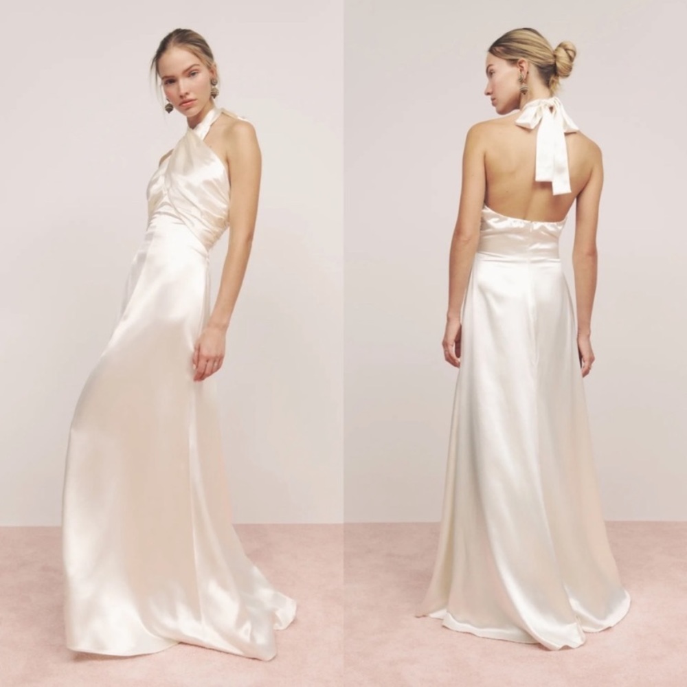 Reformation Veria Silk Dress Ivory